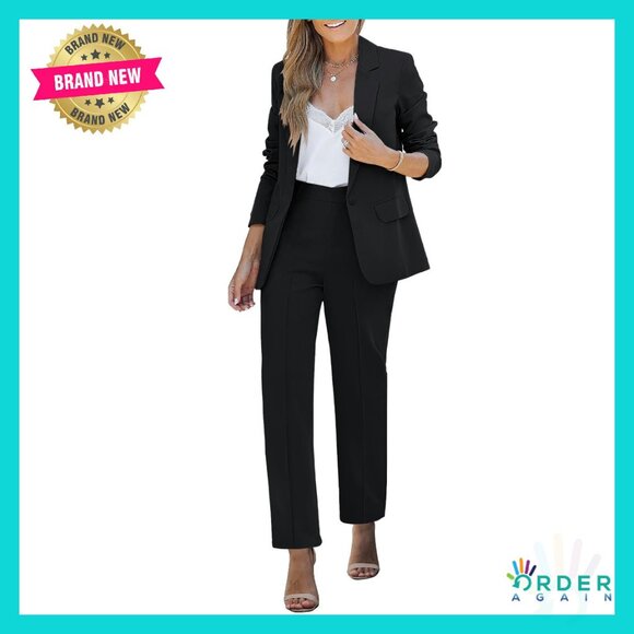 Women's Professional Blazer Pantsuit Set Elegant Business Casual Office Wear